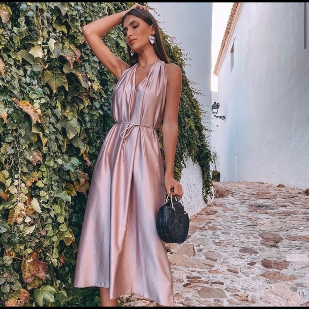 NWT ZARA MINK SATIN DRESS